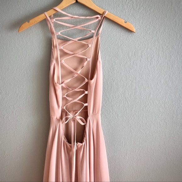 Lulus peach back strap maxi dress brides maid prom - Picture 5 of 11